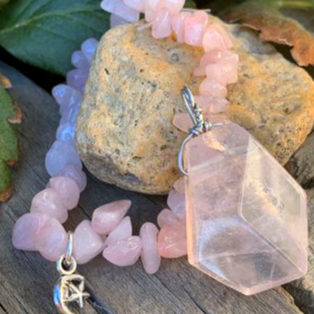 rose quartz pendant and charm bracelet!